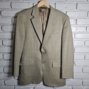 Vtg Burberry London Mens Plaid Windowpane 100% Wool Blazer Jacket Sport Coat 40R